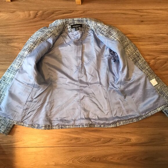 Jones New York Essentials Tweed Blazer Suit Jacket - Blue Size 6 Made in Canada - Picture 9 of 12